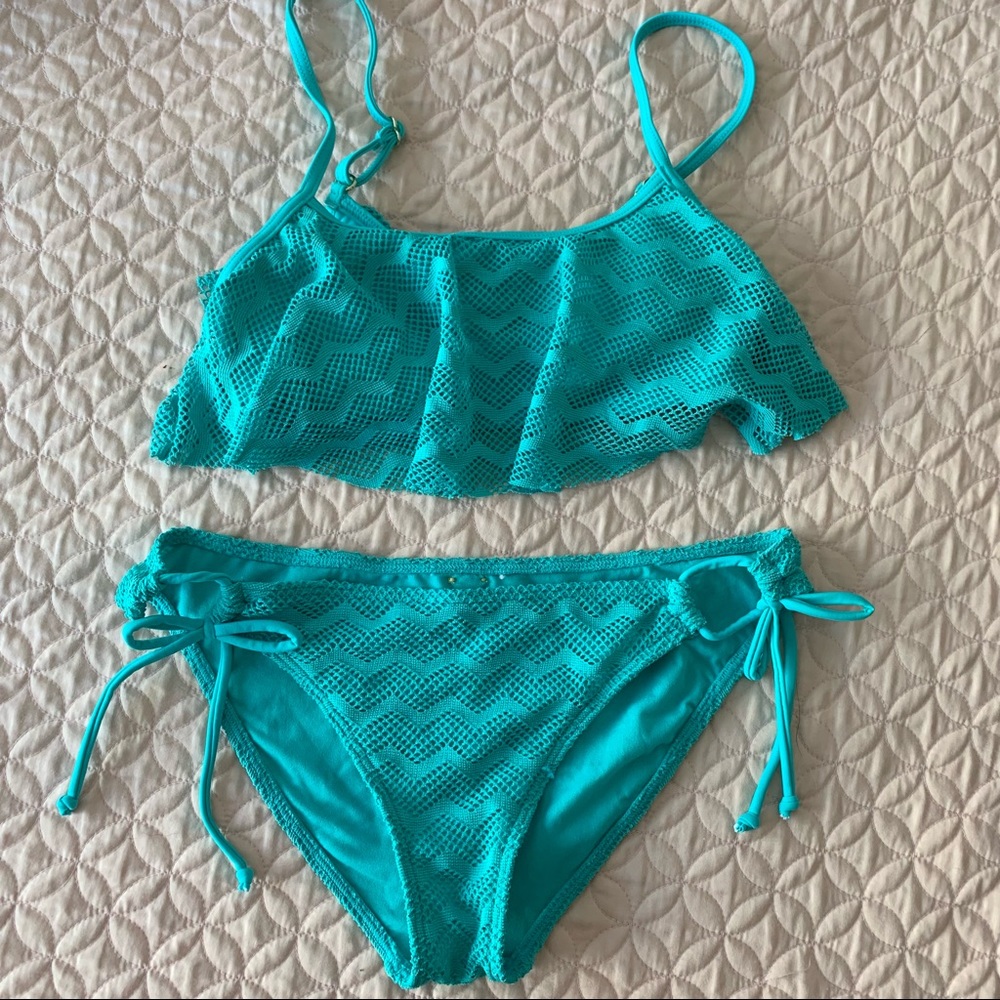 Roxy swim cropped tankini bikini teal